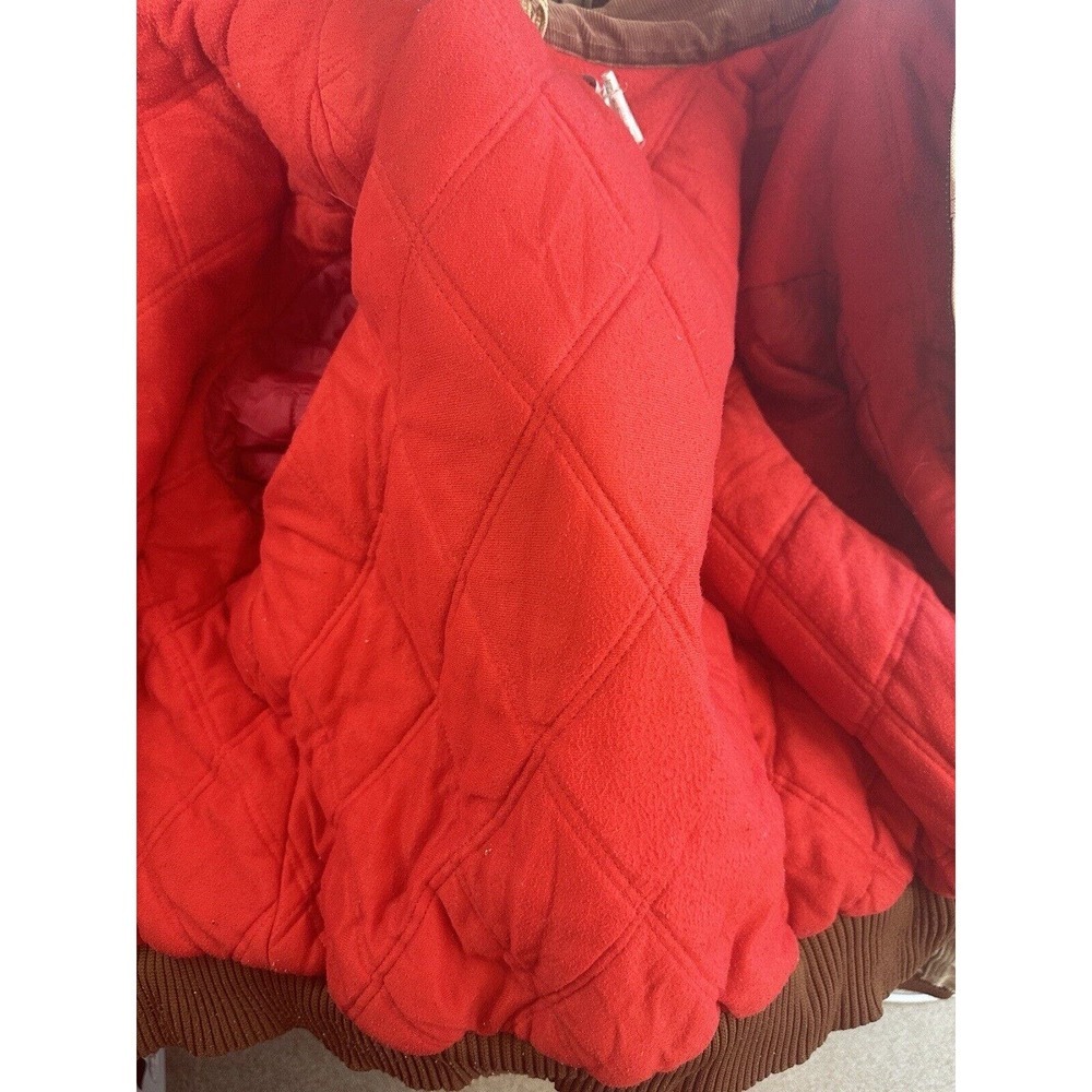 Distressed Carhartt Santa Fe Canvas Duck Coat Red Quilt Men's Size 2XL J13 BRN - Picture 9 of 15